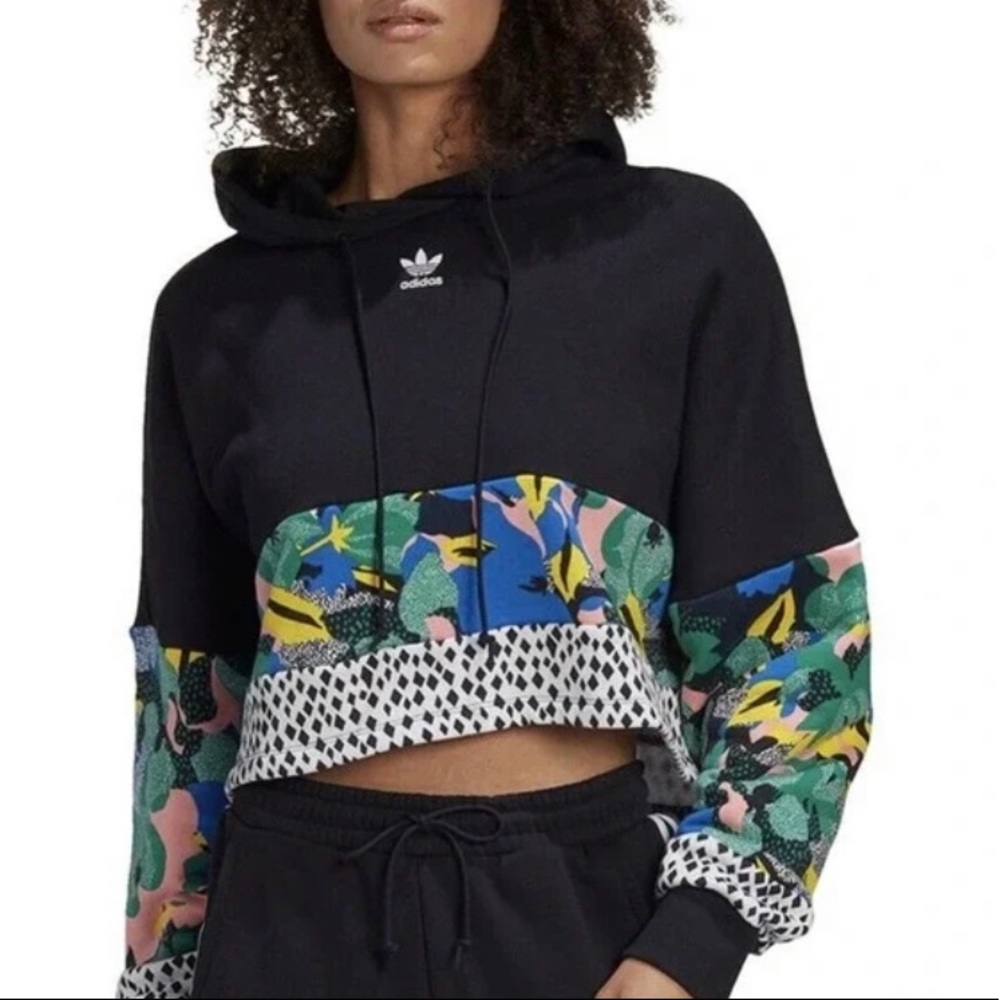 Adidas Hooded Floral Crop Top Her Studio London